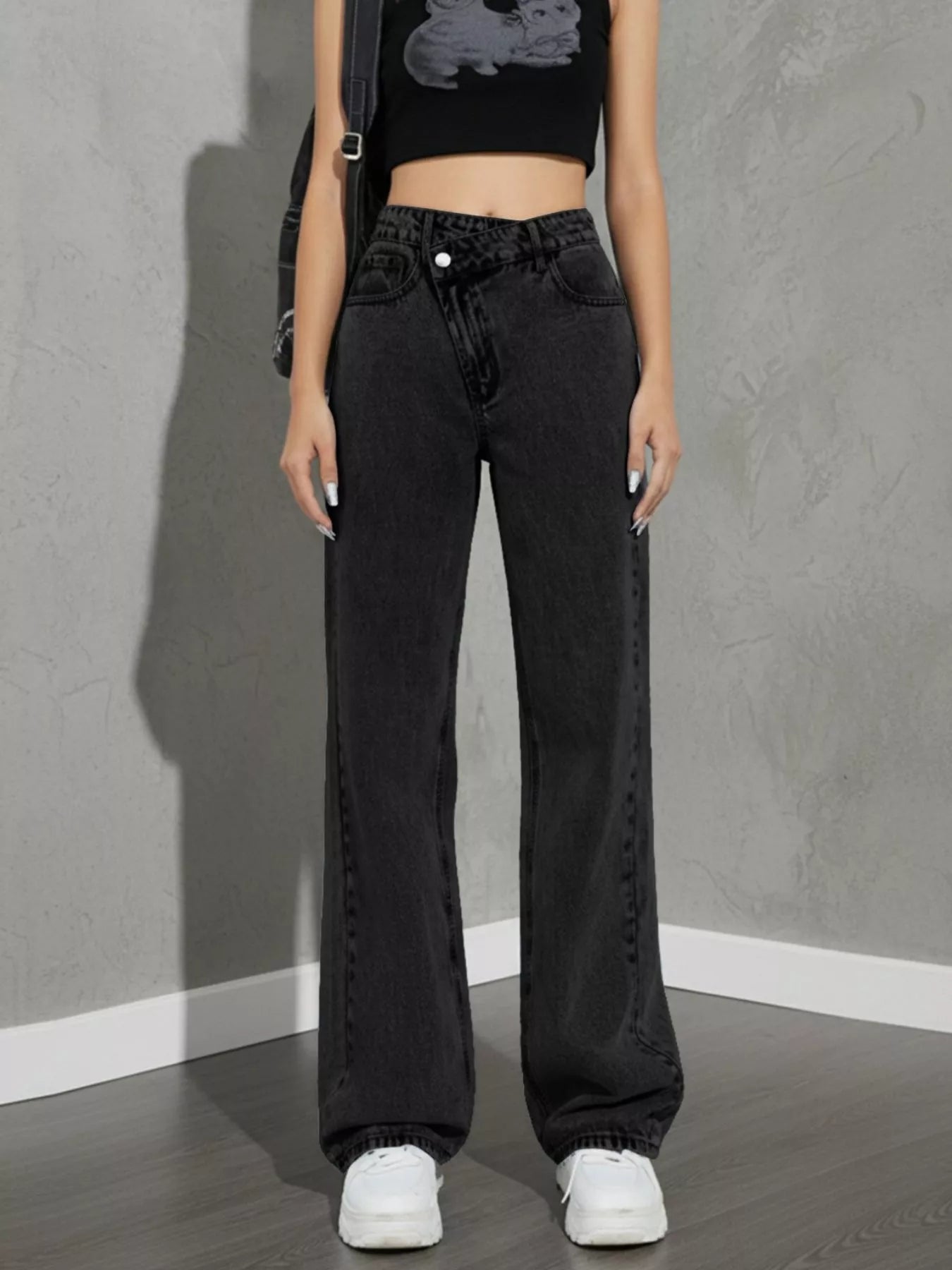 High Waist Wide Leg Jeans - cas7m