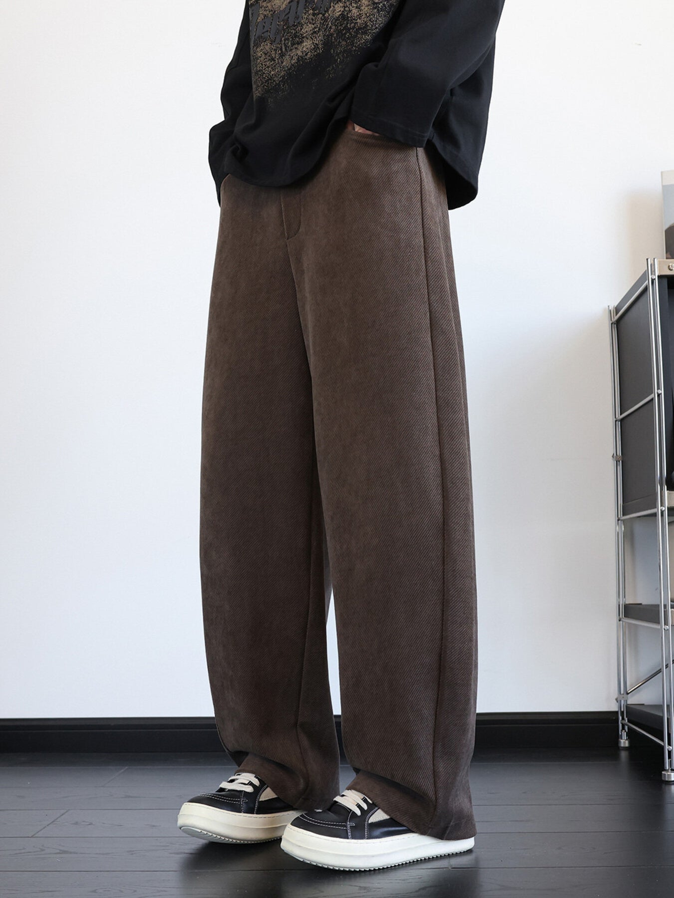 Men's Plus Size Vintage Washed Wide Leg Pants - cas7m