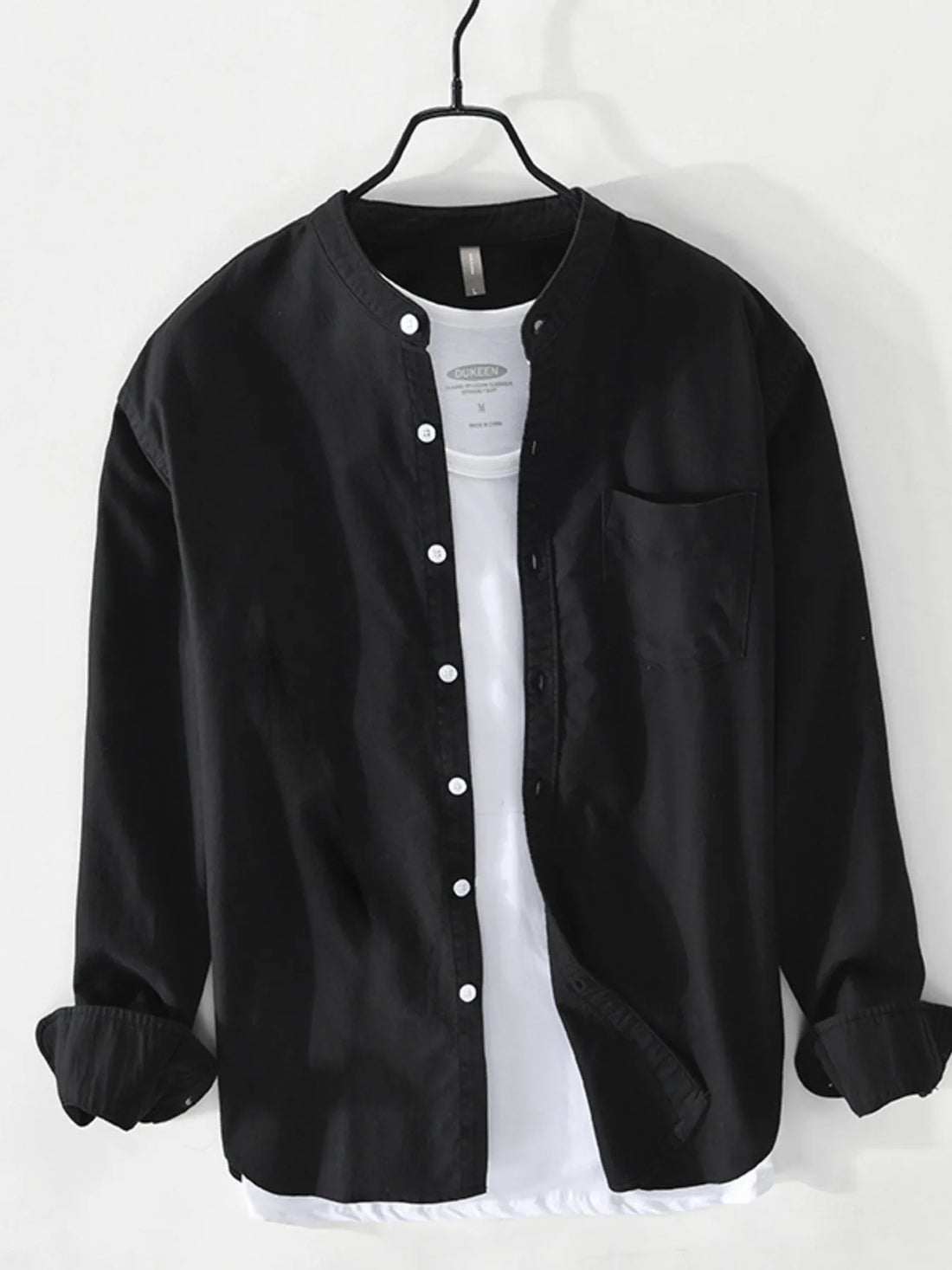 Men's Plus Size Button Up Long Sleeve Shirt - cas7m