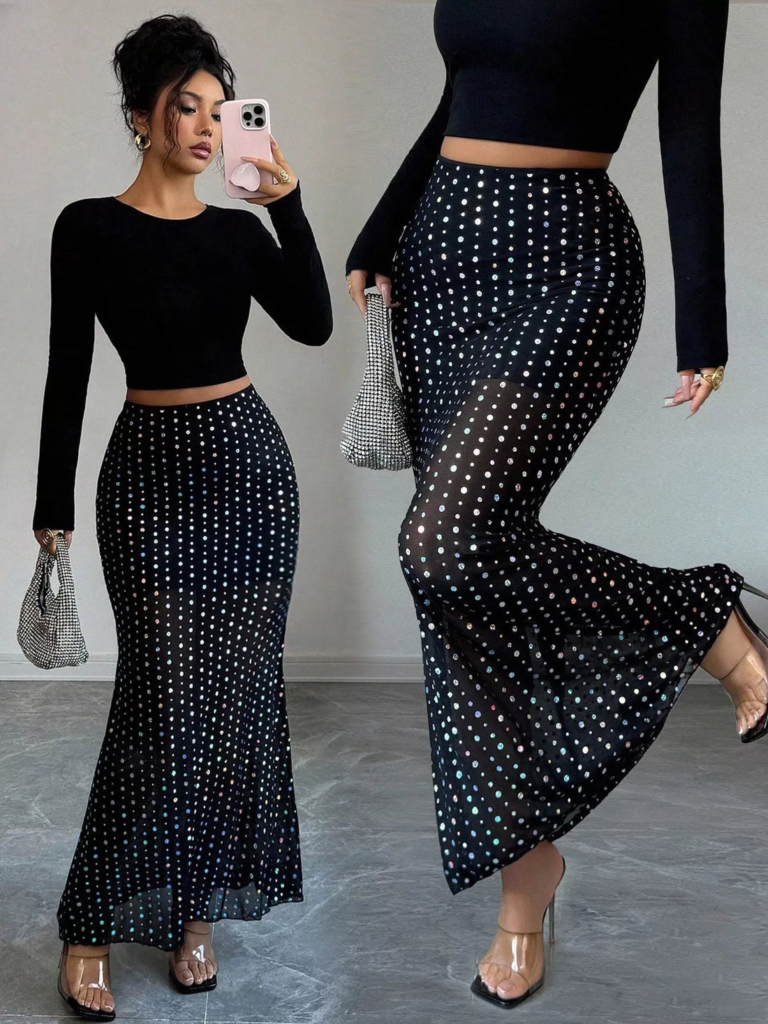 Polka Dot Maxi Skirt - cas7m