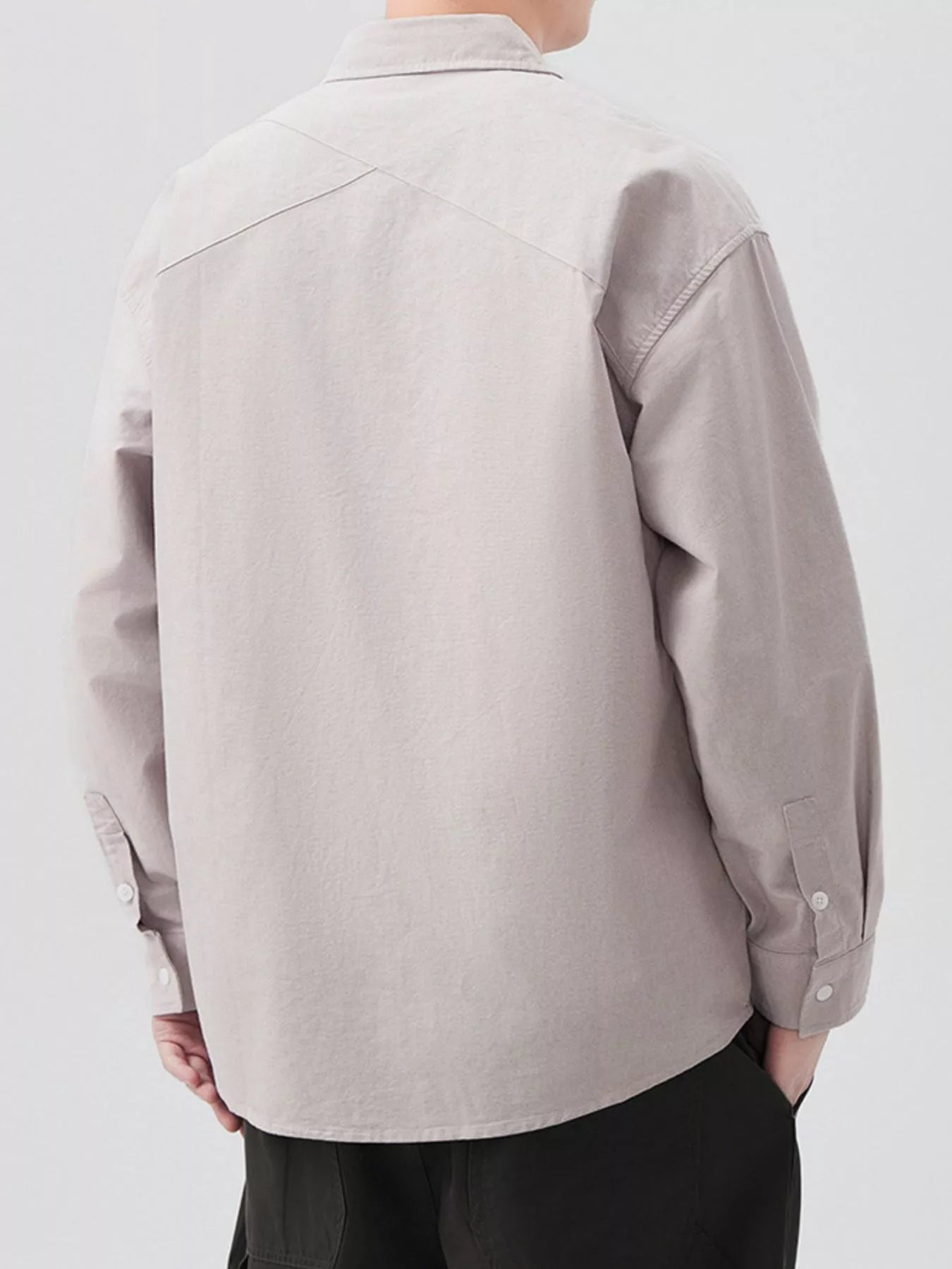 Men's Plus Size Button Up Long Sleeve Shirt - cas7m