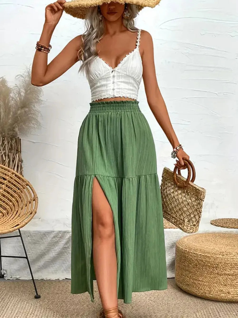 Frill Slit Skirt - cas7m