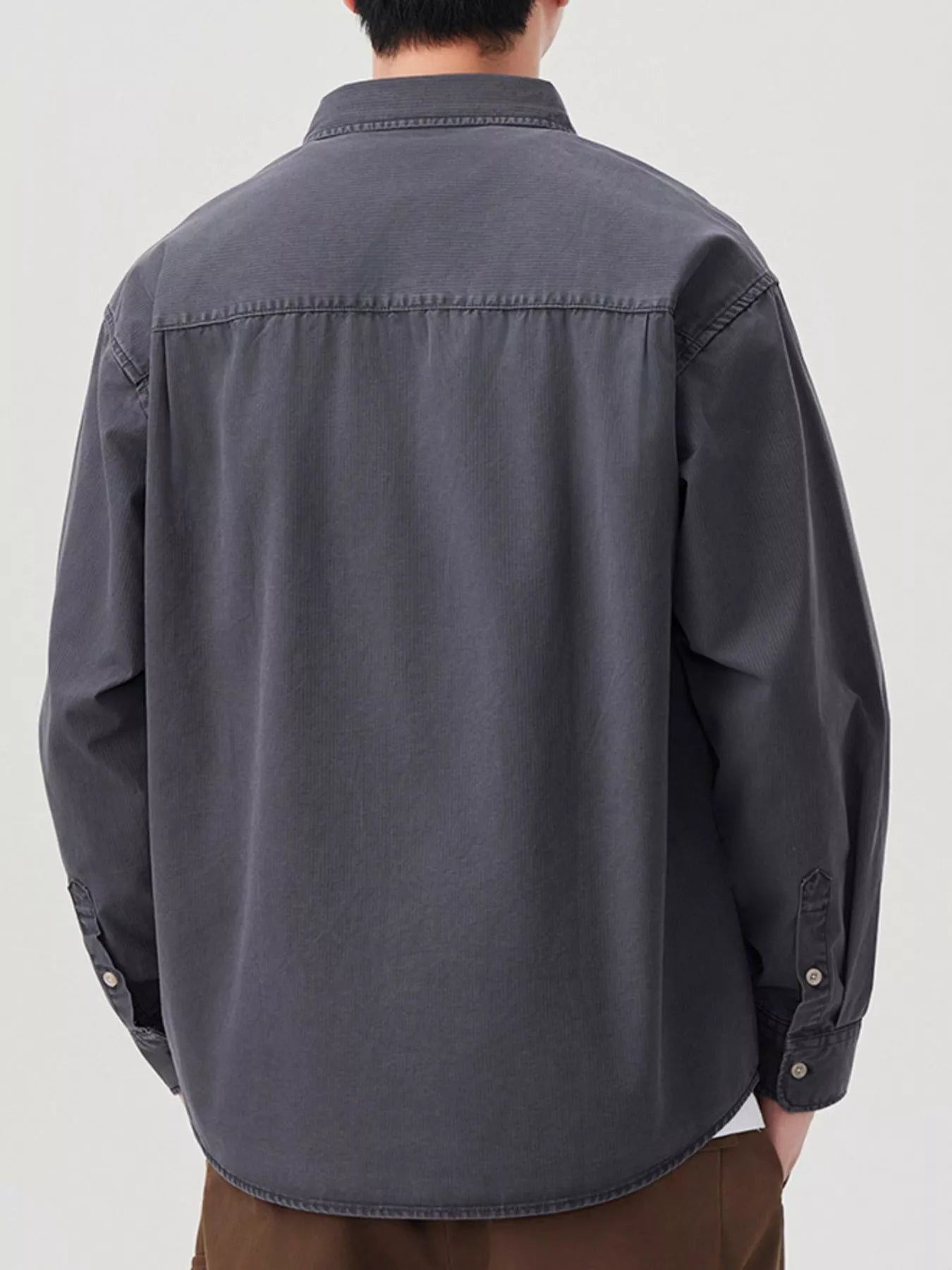 Men's Plus Size Button Up Long Sleeve Shirt - cas7m