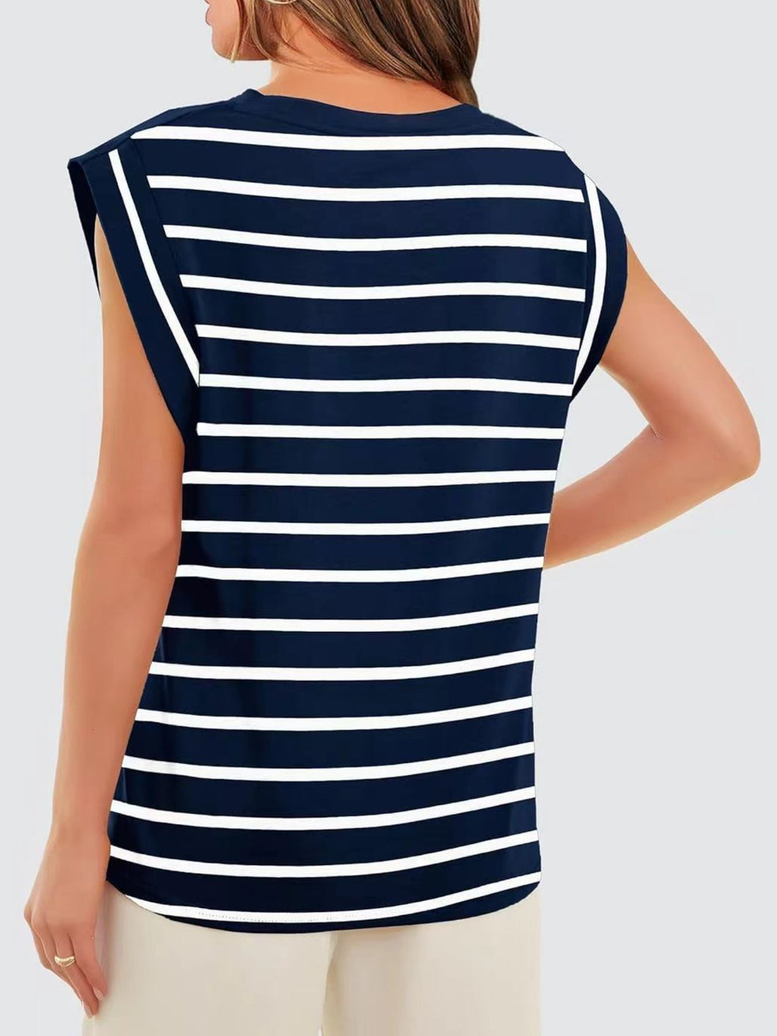 Striped Round Neck Tank - cas7m