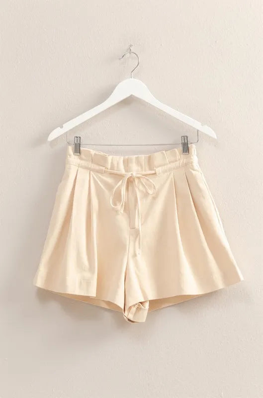HYFVE High-Waisted Washed Twill Paperbag Shorts - cas7m