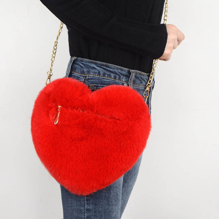Love Bags For Women Plush Chain Shoulder Bags Valentine's Day Party Bag - cas7m