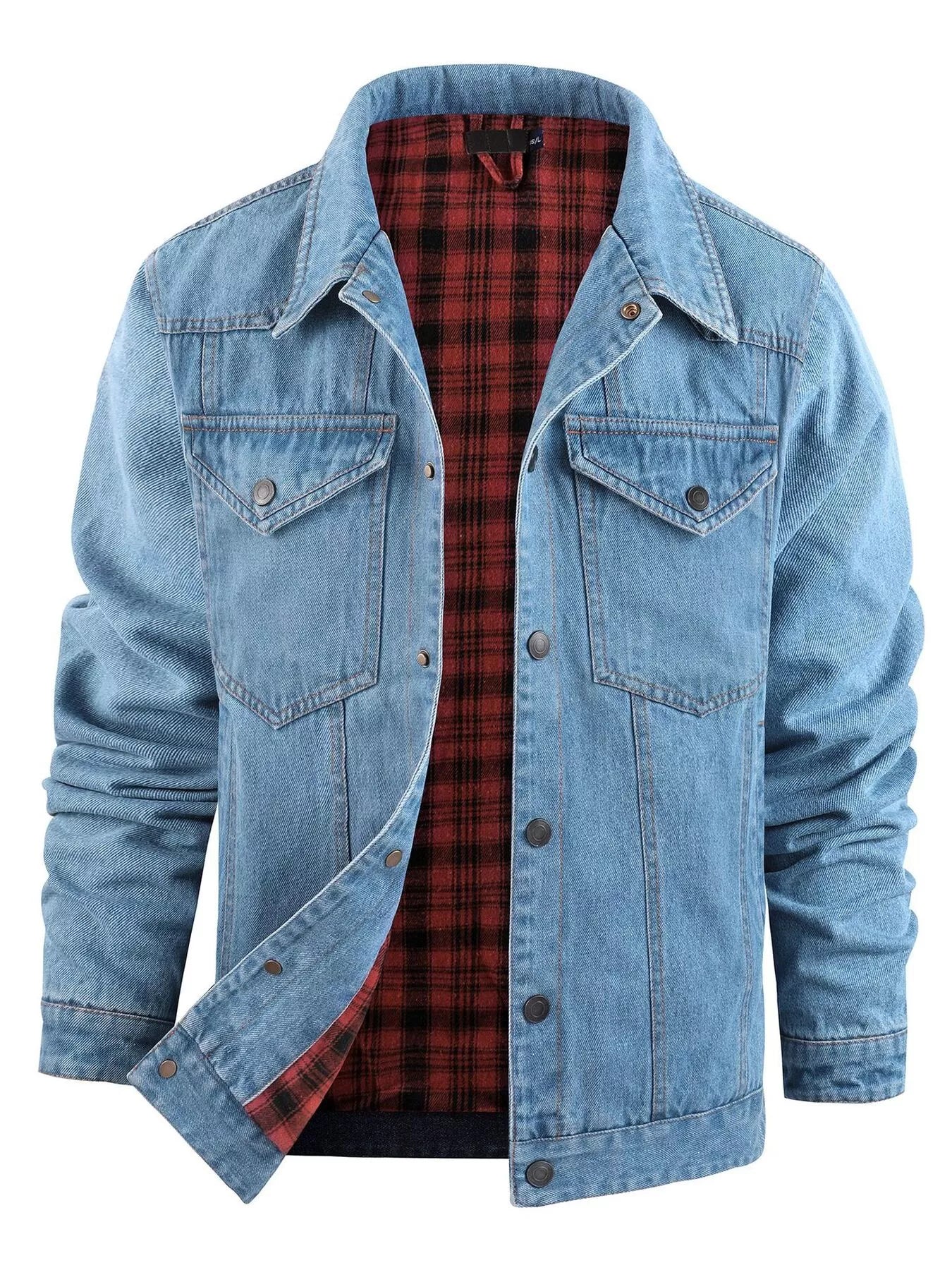 Men's Casual Snap Down Denim Jacket - cas7m