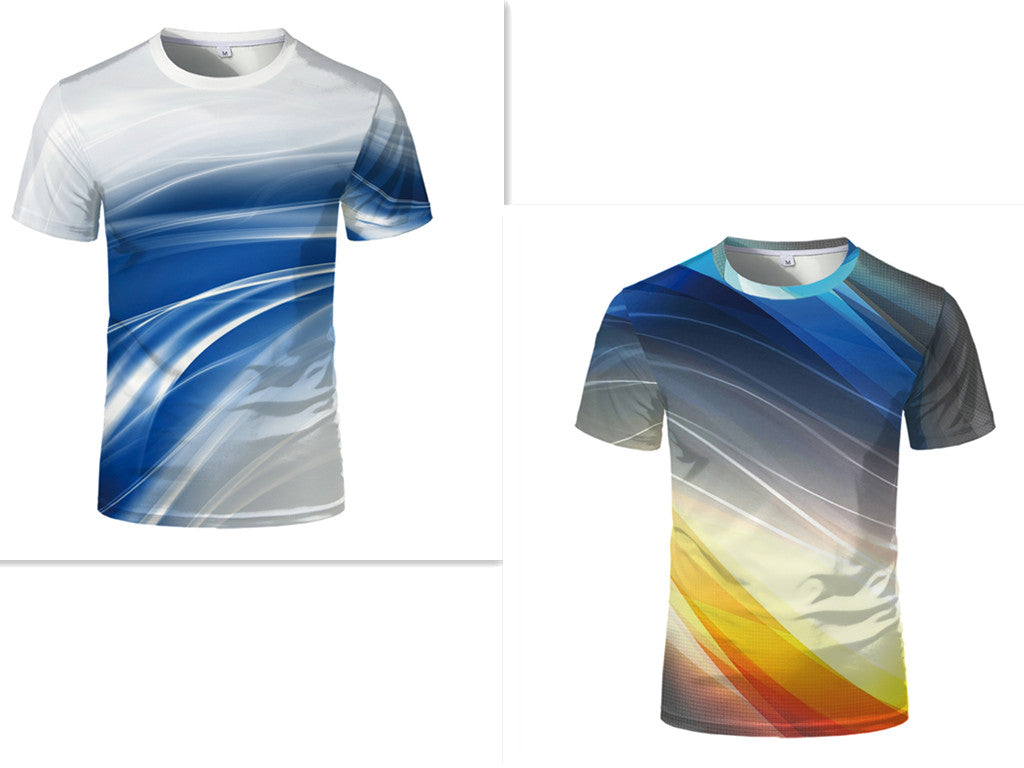 Trend 3D Printed Loose Collarless T-Shirt - cas7m