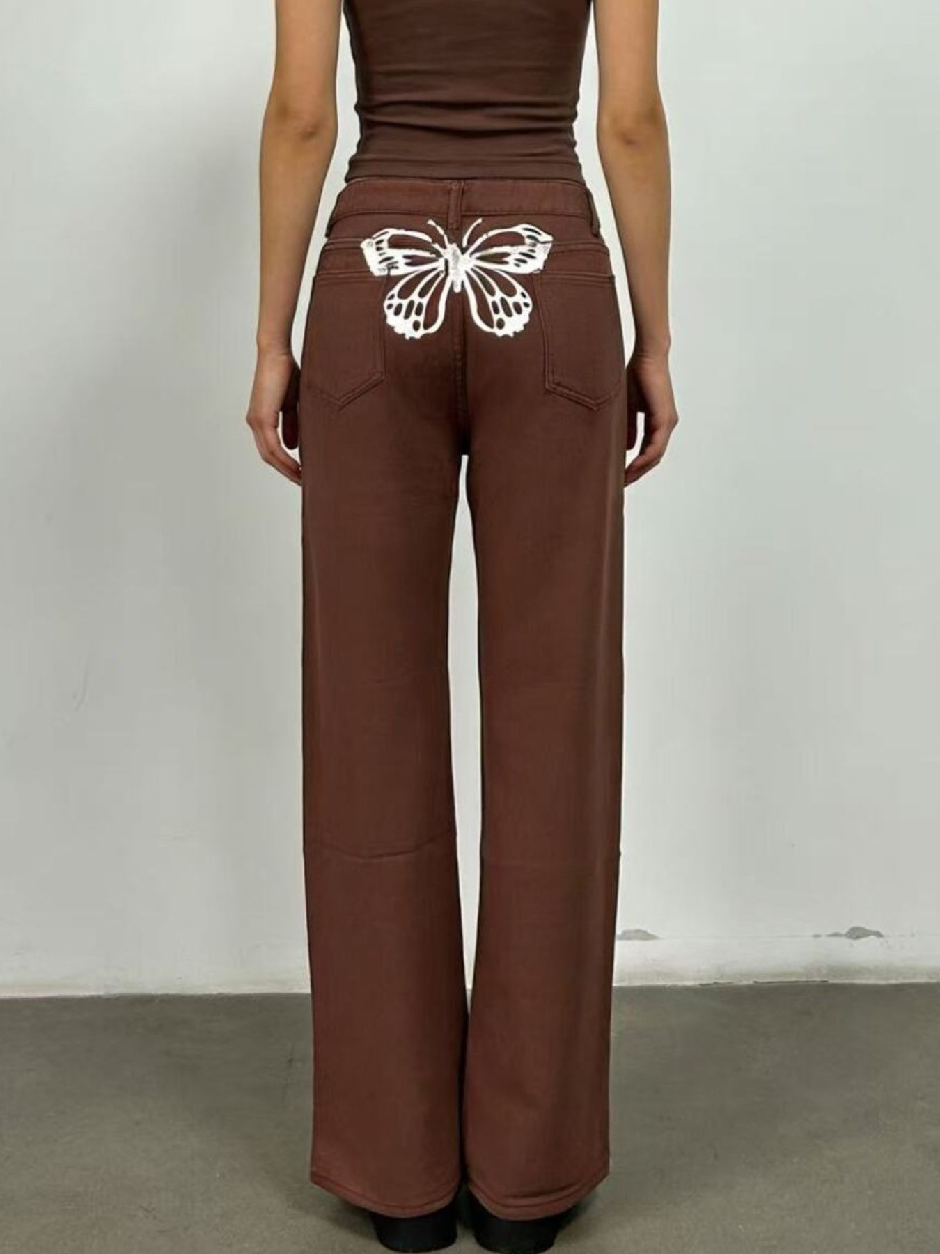 Butterfly Back Wide Leg Jeans - cas7m