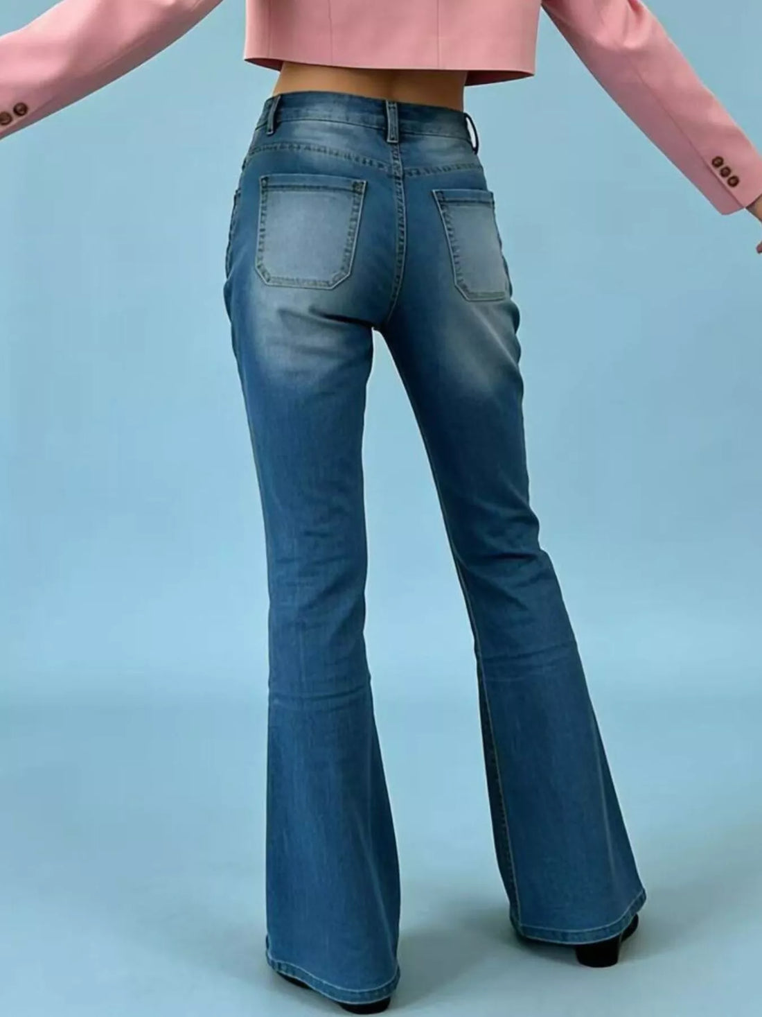 Full Size High-Waisted Button-Fly Flare Jeans Plus Size - cas7m