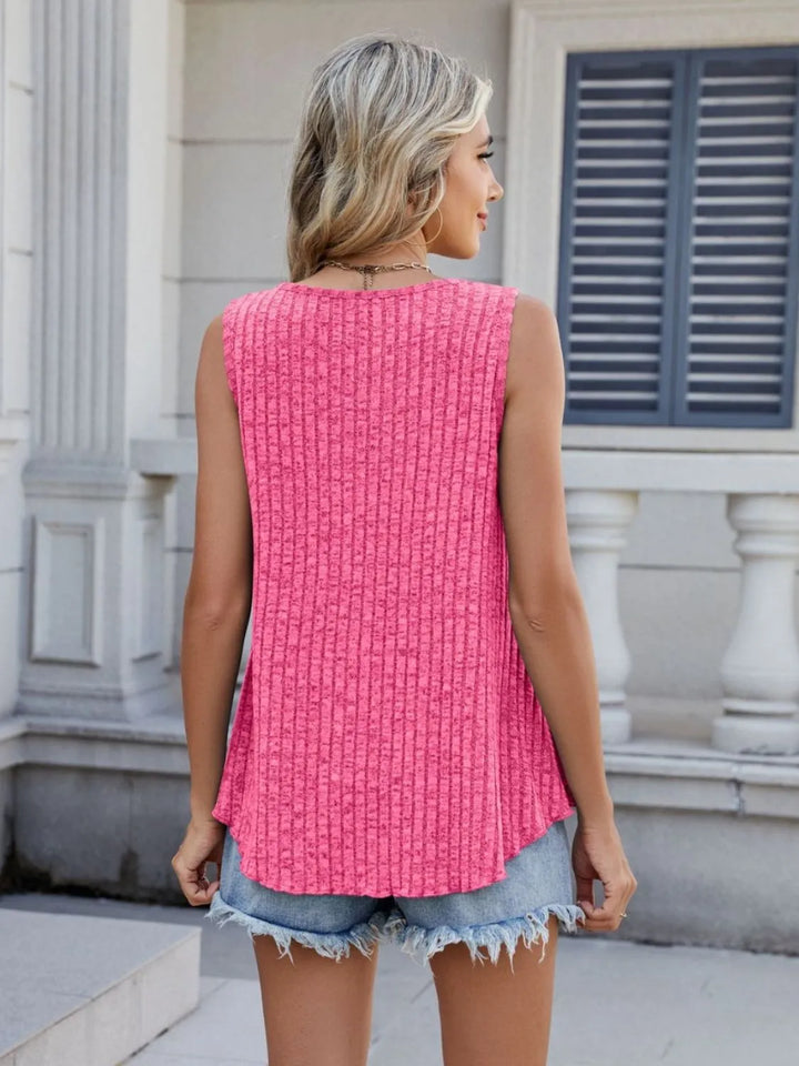 Ribbed Round Neck Tank - cas7m