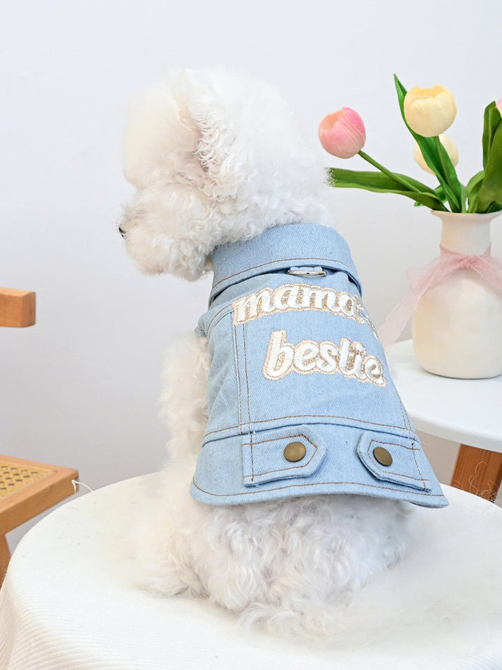 Embroidered Denim Pet Jacket - cas7m