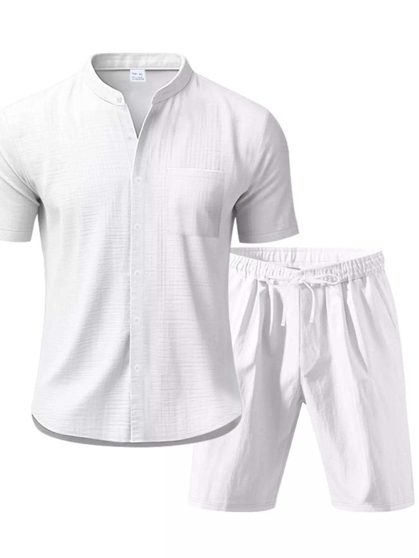 Men's Full Size Casual Short Sleeve Shirt and Shorts Set Plus Size - cas7m