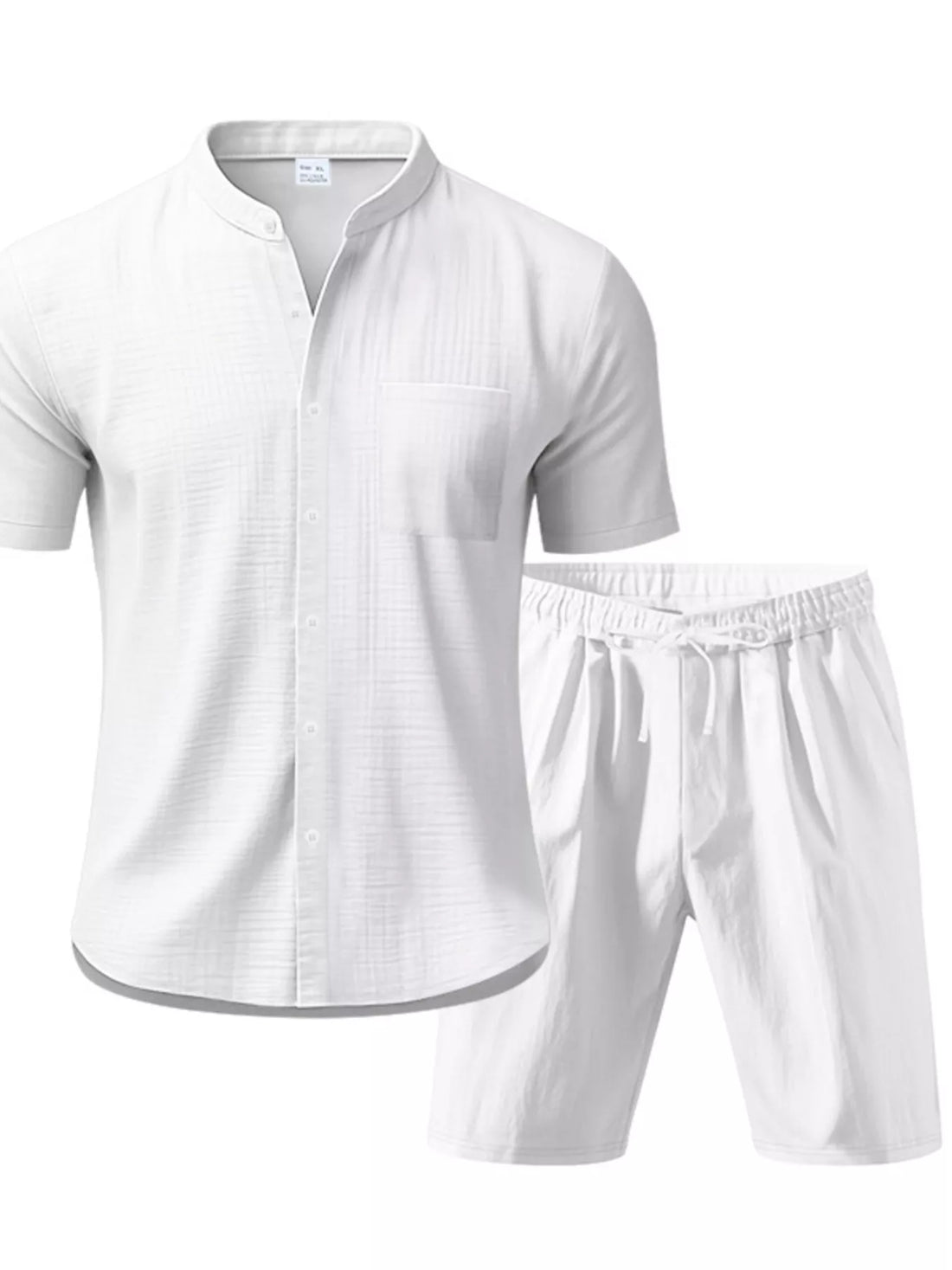 Men's Full Size Casual Short Sleeve Shirt and Shorts Set Plus Size - cas7m