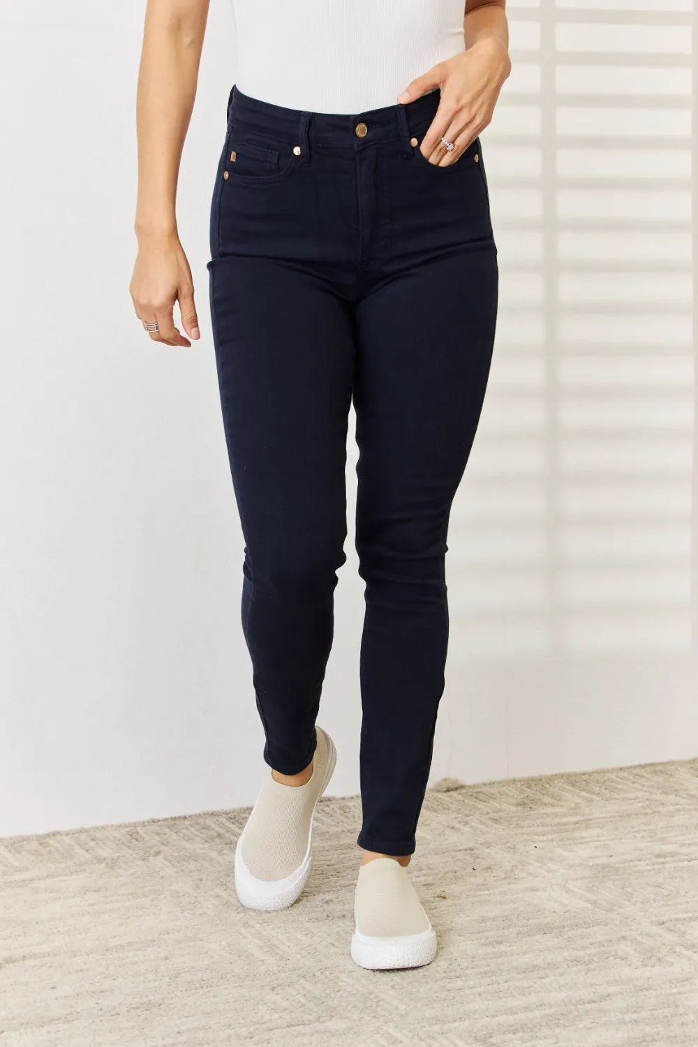 Judy Blue Full Size Garment Dyed Tummy Control Skinny Jeans - cas7m