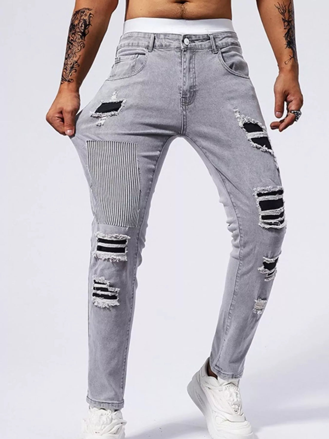 Men's Distressed Slim Fit Jeans - cas7m