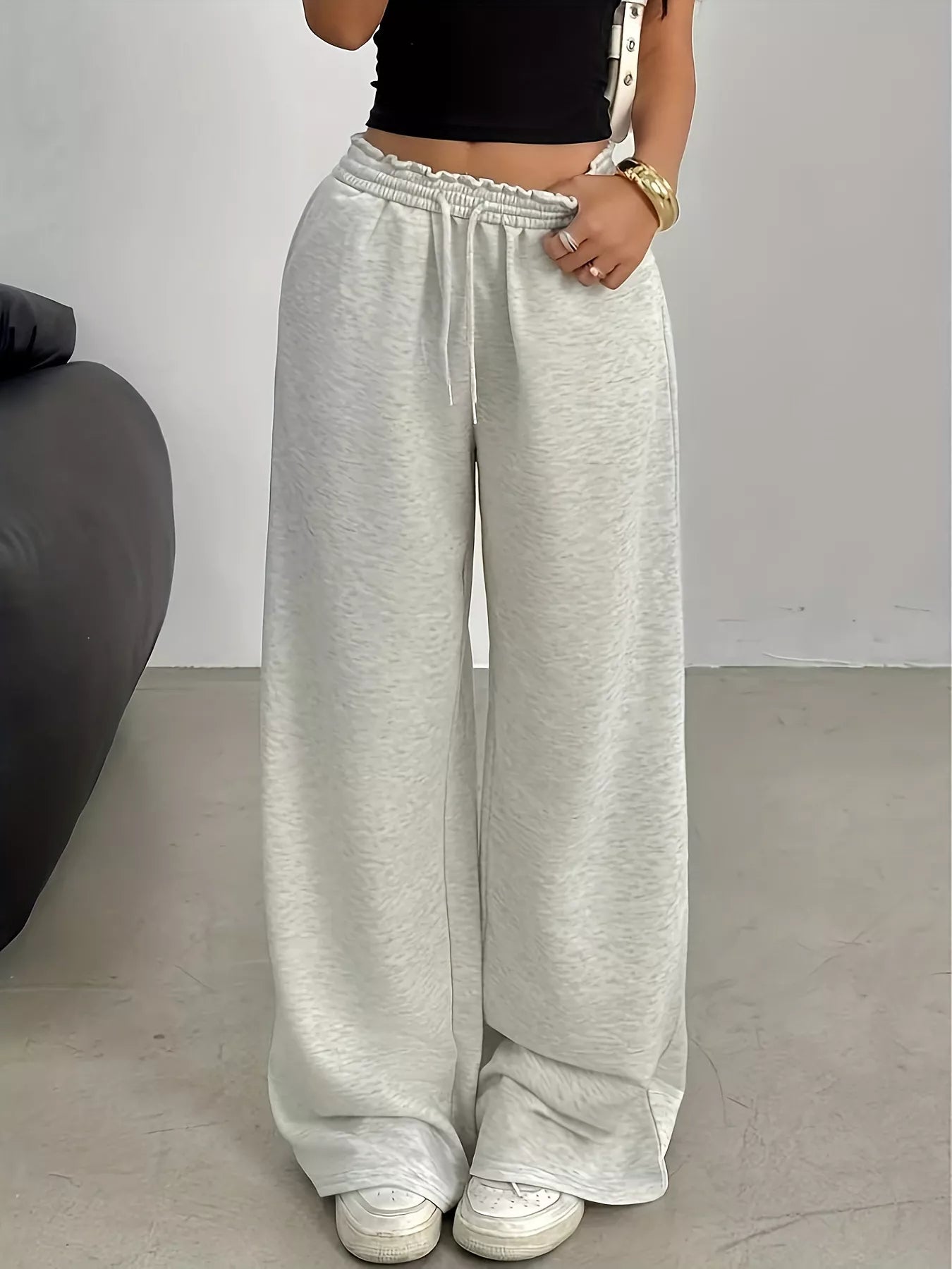 Wide Leg Drawstring Sweatpants - cas7m