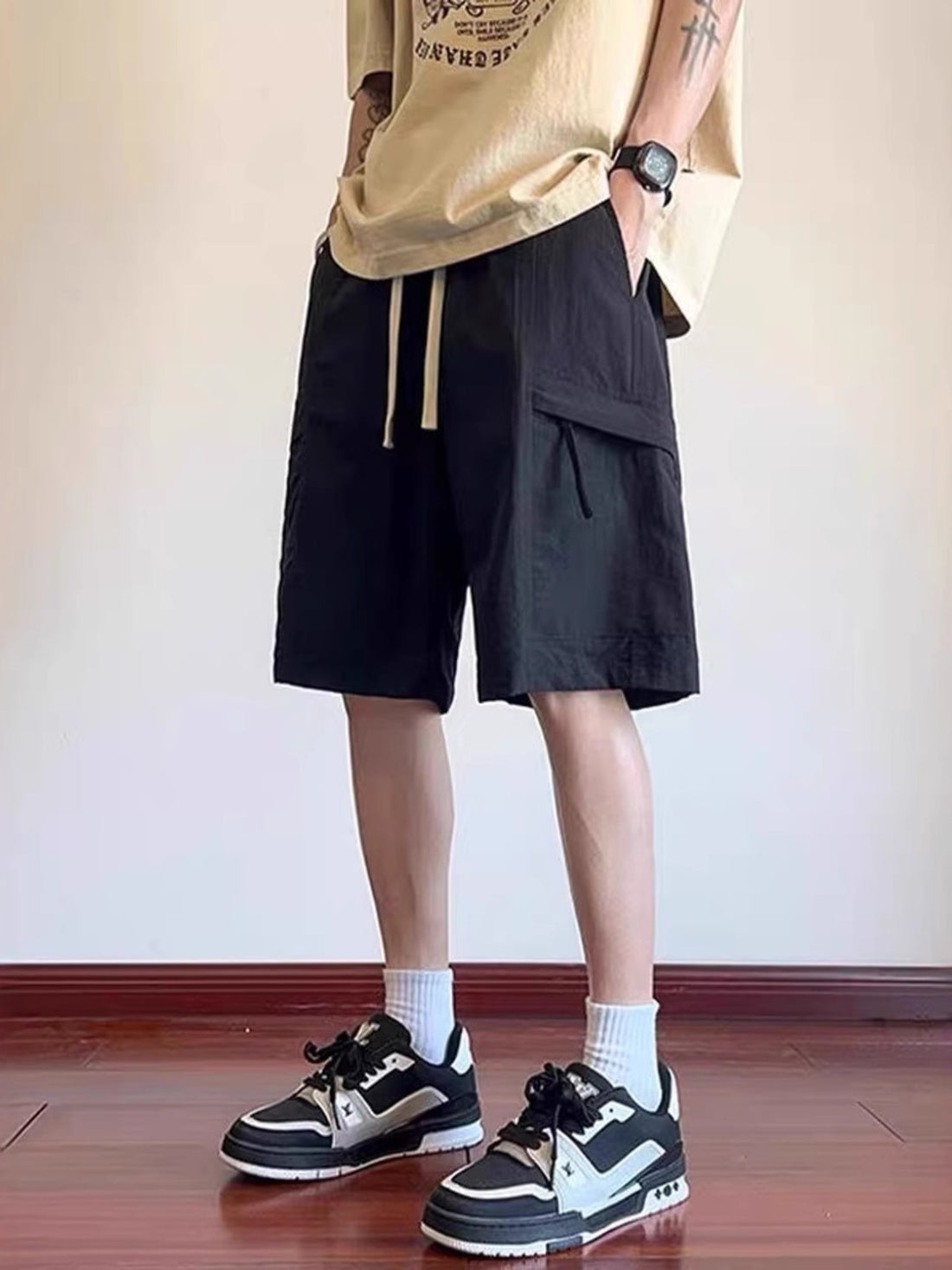 Men's Plus Size Drawstring Relaxed Fit Cargo Shorts - cas7m