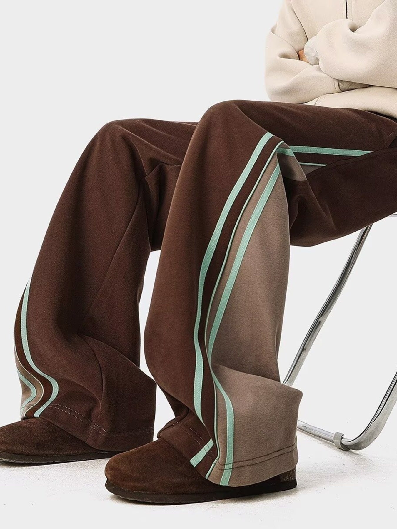 Men's Plus Size Striped Drawstring Wide Leg Casual Pants - cas7m