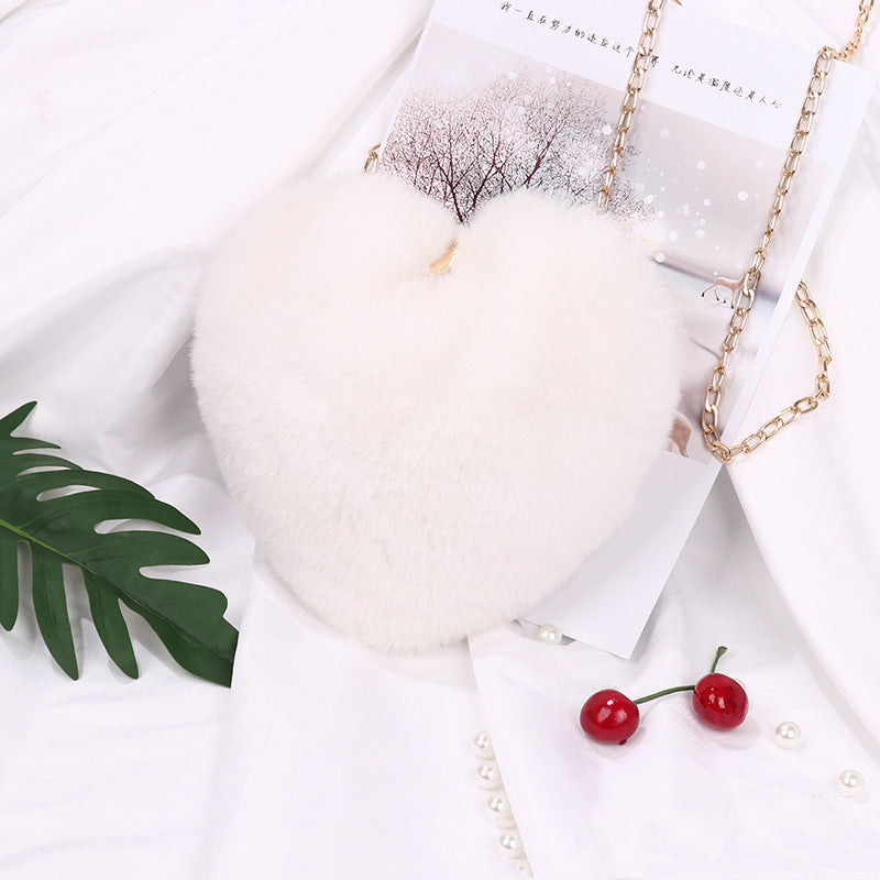 Love Bags For Women Plush Chain Shoulder Bags Valentine's Day Party Bag - cas7m