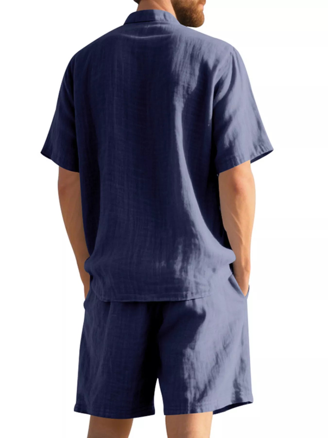 Men's Full Size Casual Short Sleeve Shirt and Shorts Set Plus Size - cas7m