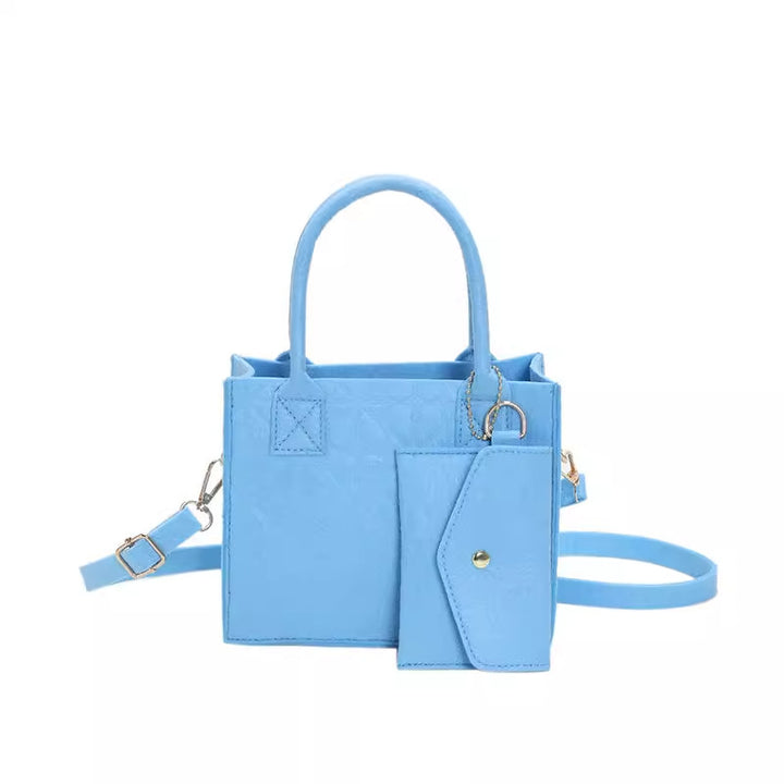 Simple Small Handbag Women's Fashion Felt One Shoulder Combination Bags - cas7m