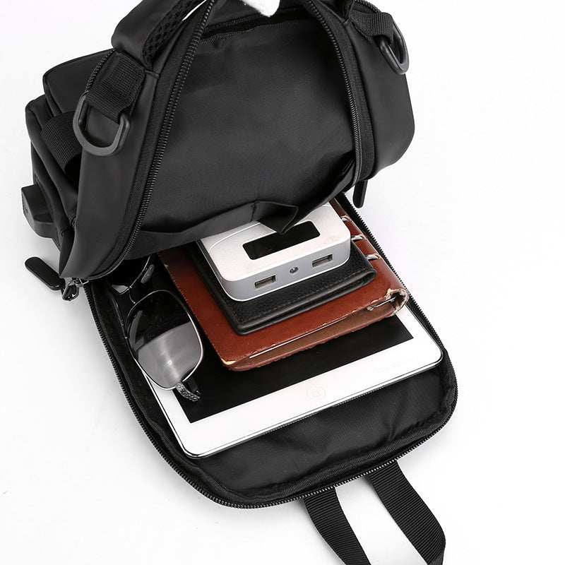 Multifunction Bags For Men Nylon Backpack Crossbody Shoulder Bag With USB Charging Port Chest Bags Pack - cas7m