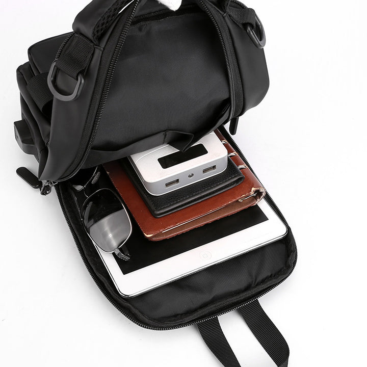 Multifunction Bags For Men Nylon Backpack Crossbody Shoulder Bag With USB Charging Port Chest Bags Pack - cas7m
