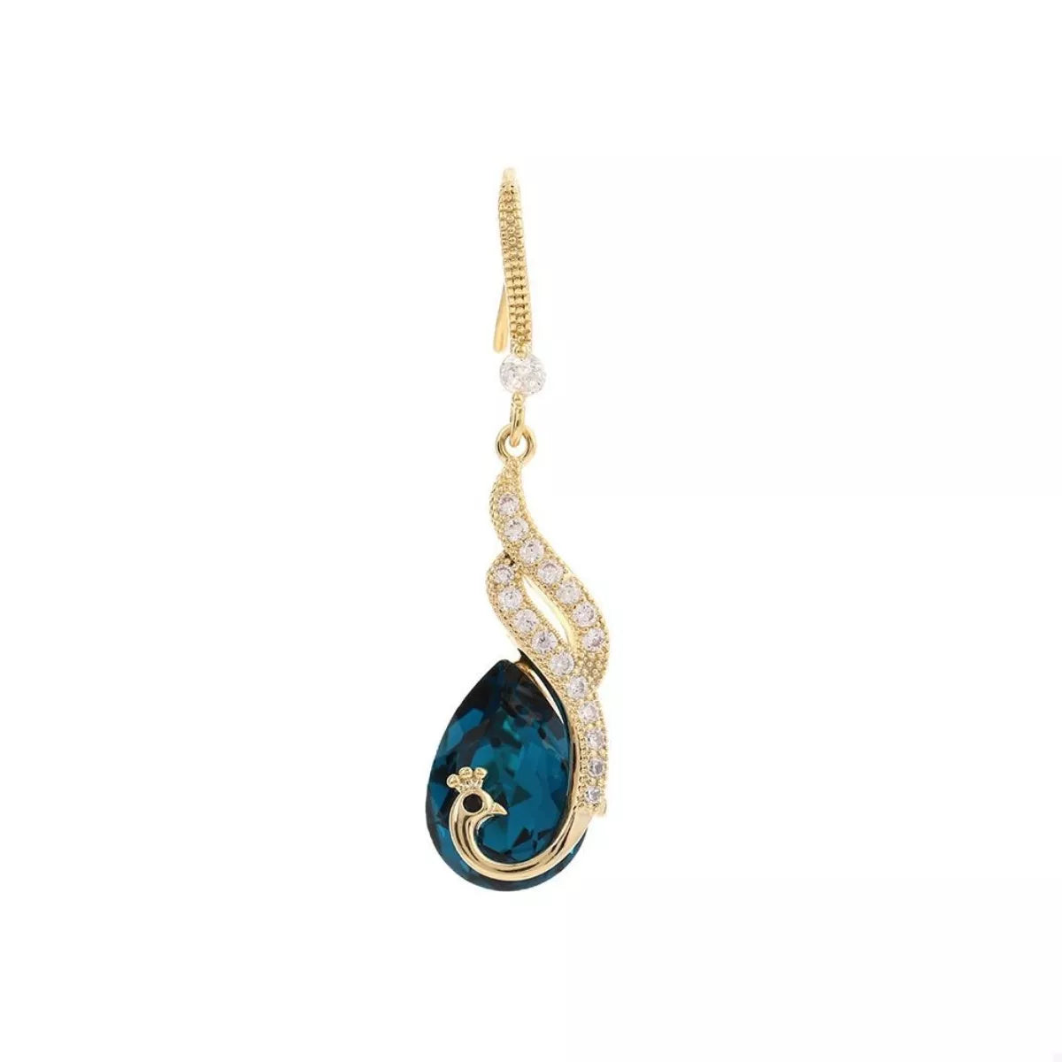 18K Gold-Plated Peacock Teardrop Earrings - cas7m