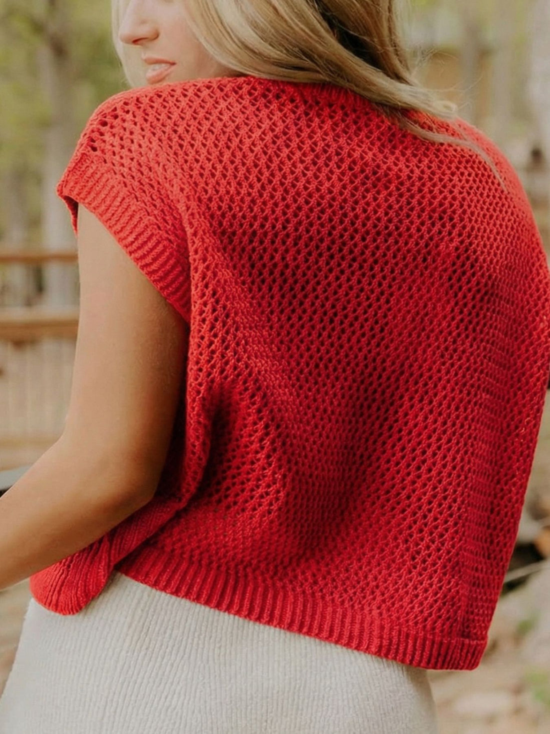 American Flag Knitted Short Sleeve Sweater - cas7m