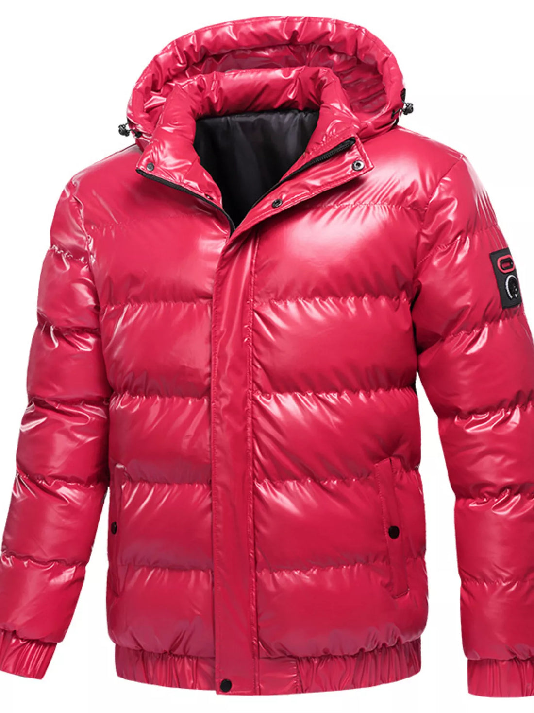 Men's Plus Size Zip Up Hooded Puffer Jacket - cas7m