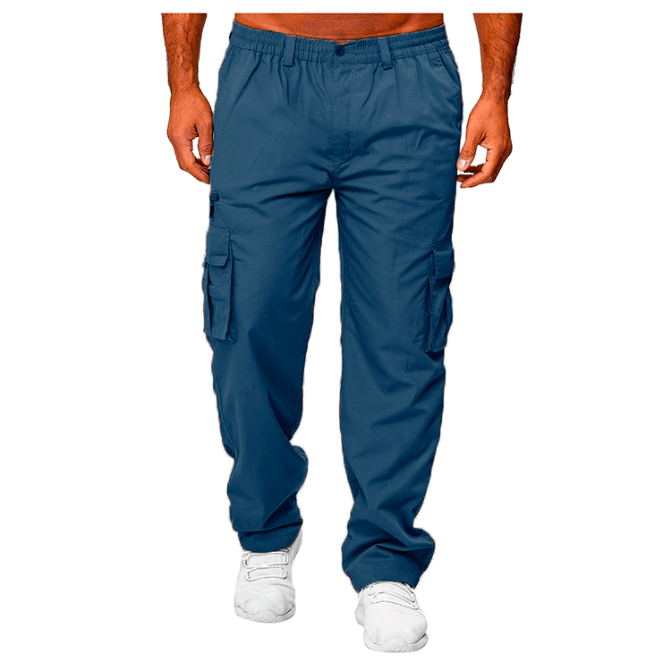 Men's Casual Multi-pocket Loose Straight Cargo Pants - cas7m