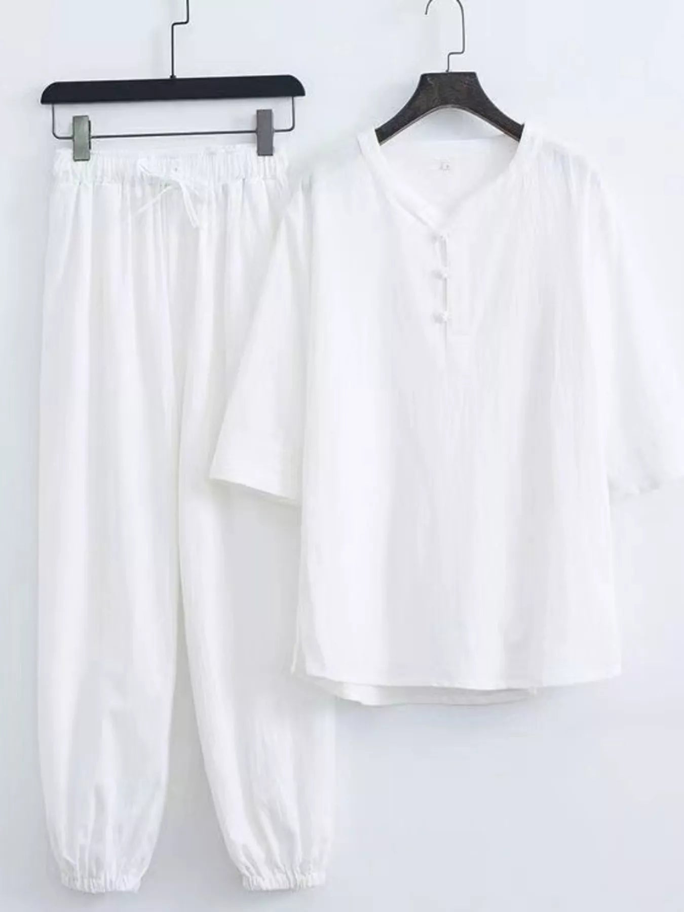 Men's Plus Size Chinese Style Top and Pants Set - cas7m