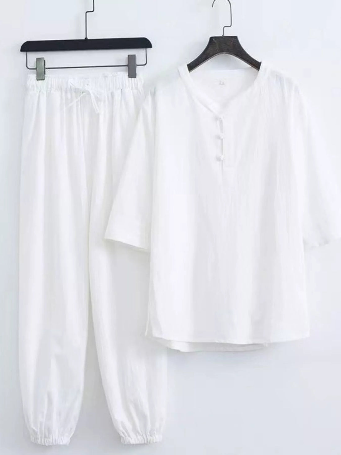 Men's Plus Size Chinese Style Top and Pants Set - cas7m