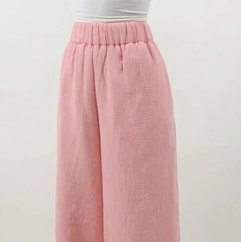 Large Size Summer Silk Ice Wide Leg Pants Women's High Waist Slimming Loose - cas7m