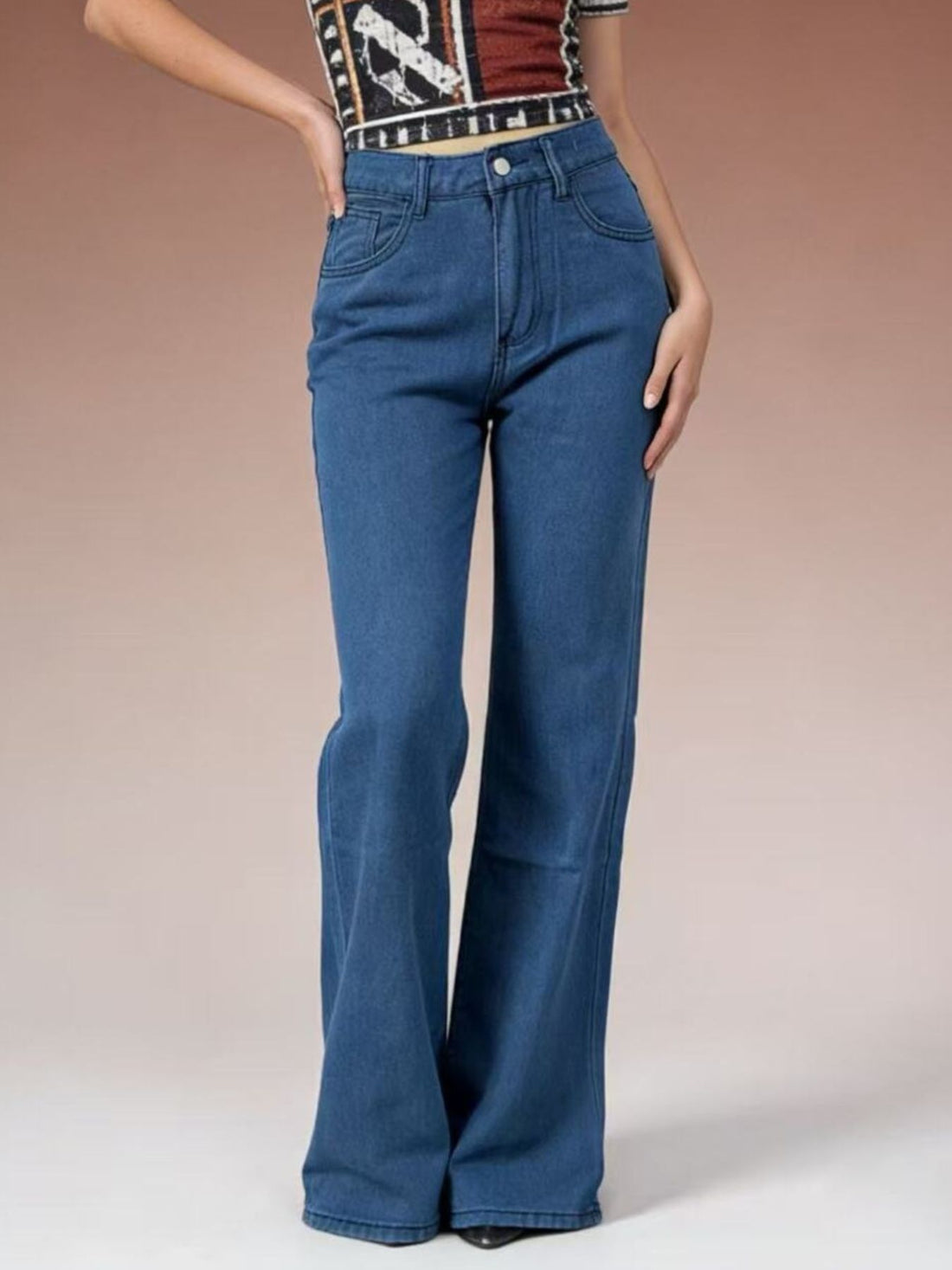 Butterfly Back Wide Leg Jeans - cas7m