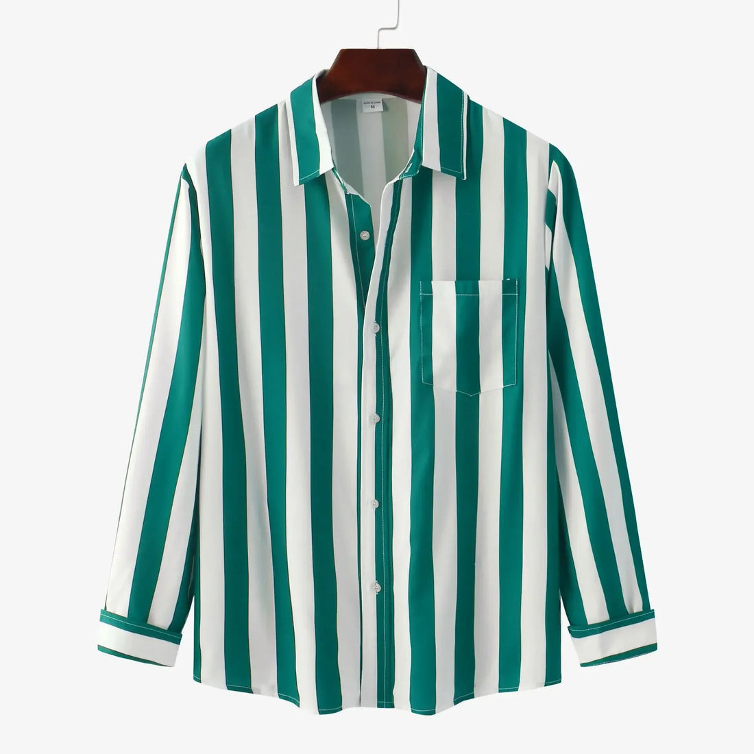 Men's Striped Button-Down Long Sleeve Shirt - cas7m