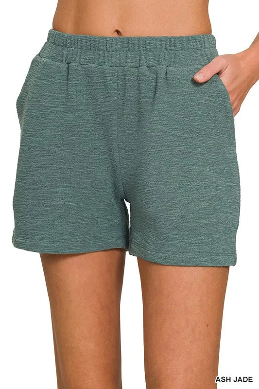 Zenana Cotton Slub Short Pants - cas7m