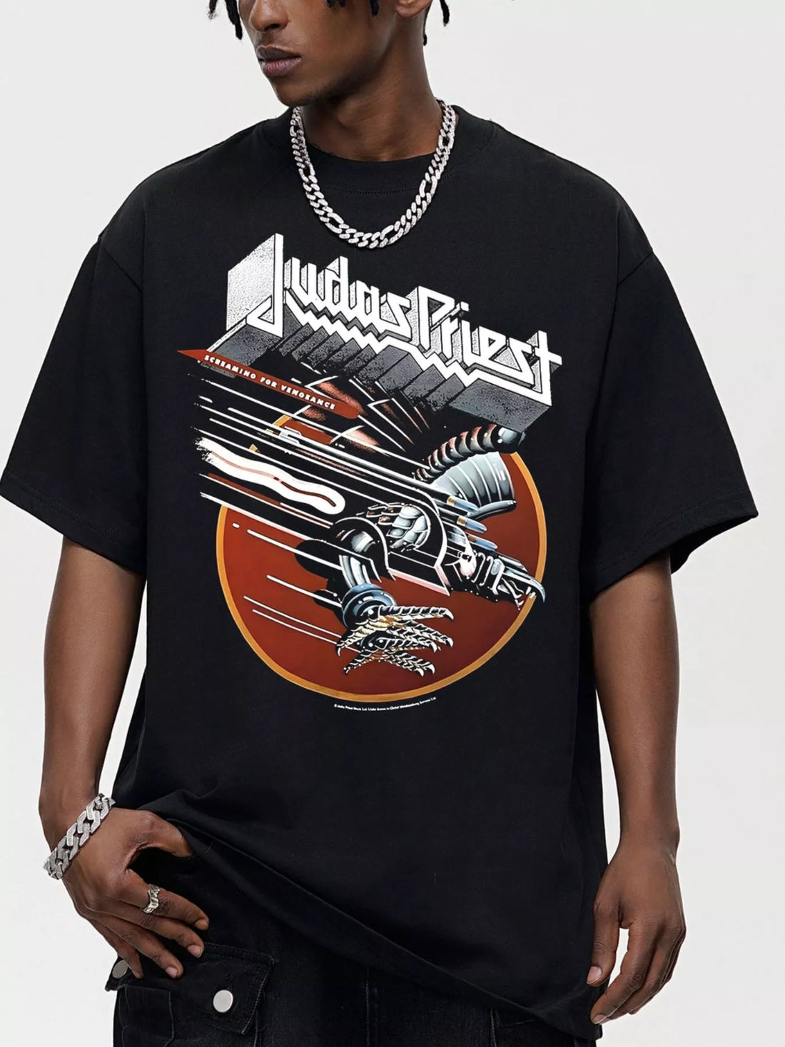 Men's Graphic Round Neck Oversized T-Shirt - cas7m