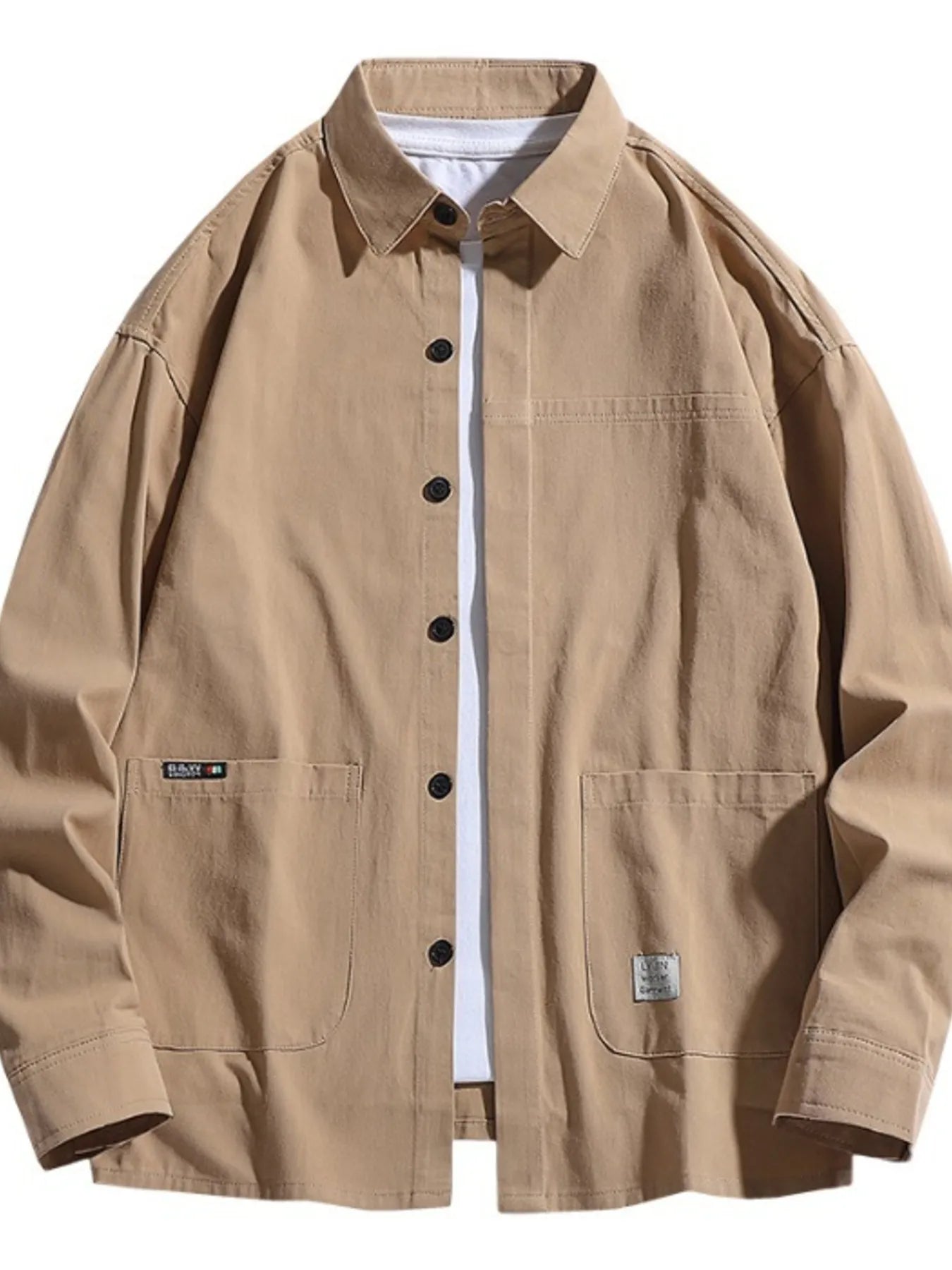 Men's Plus Size Button Up Long Sleeve Shirt - cas7m
