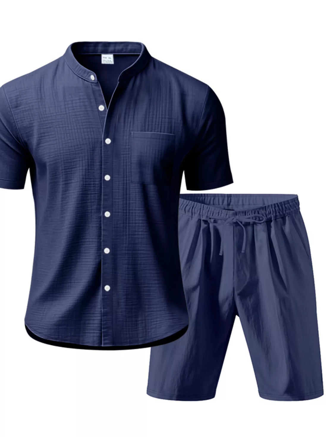 Men's Full Size Casual Short Sleeve Shirt and Shorts Set Plus Size - cas7m