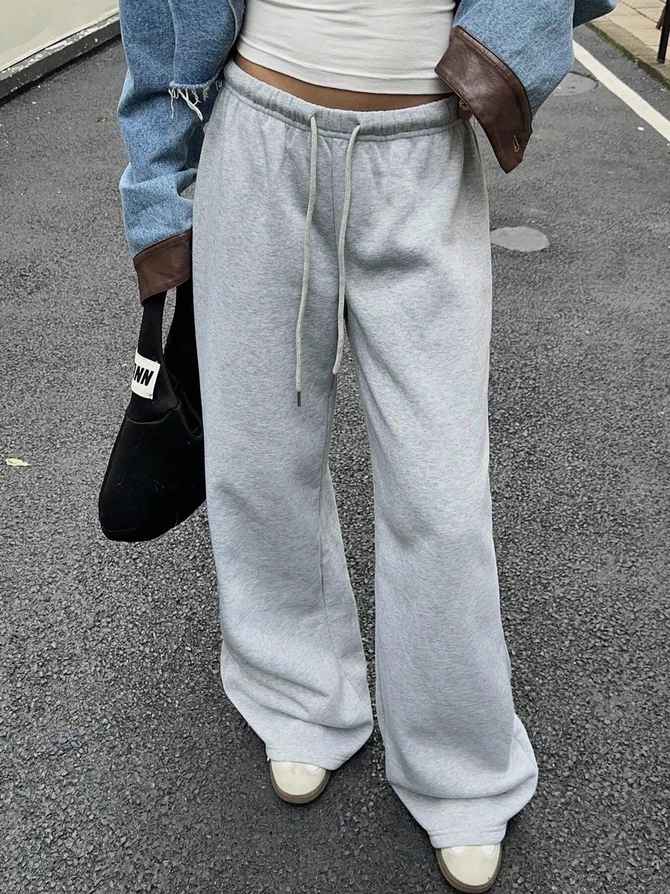 Wide Leg Drawstring Sweatpants - cas7m