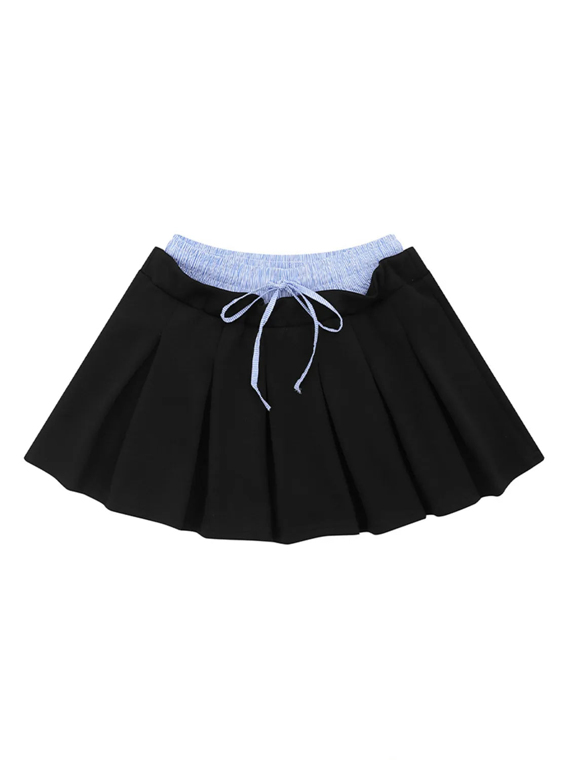 Drawstring Pleated Mini Skirt - cas7m