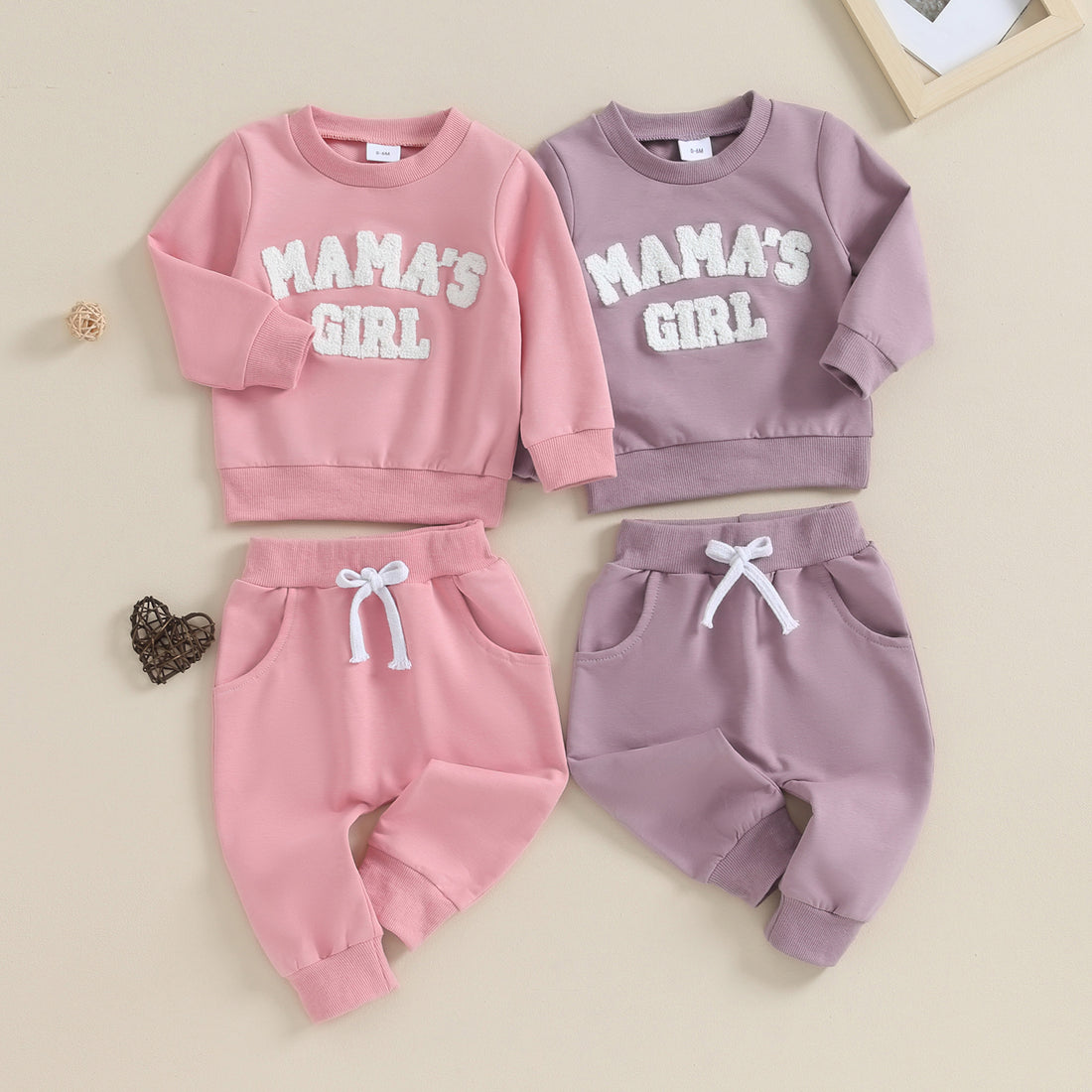 Baby Girl Solid Color Letters Embroidered Sweater Long Sleeve Trousers Suit - cas7m
