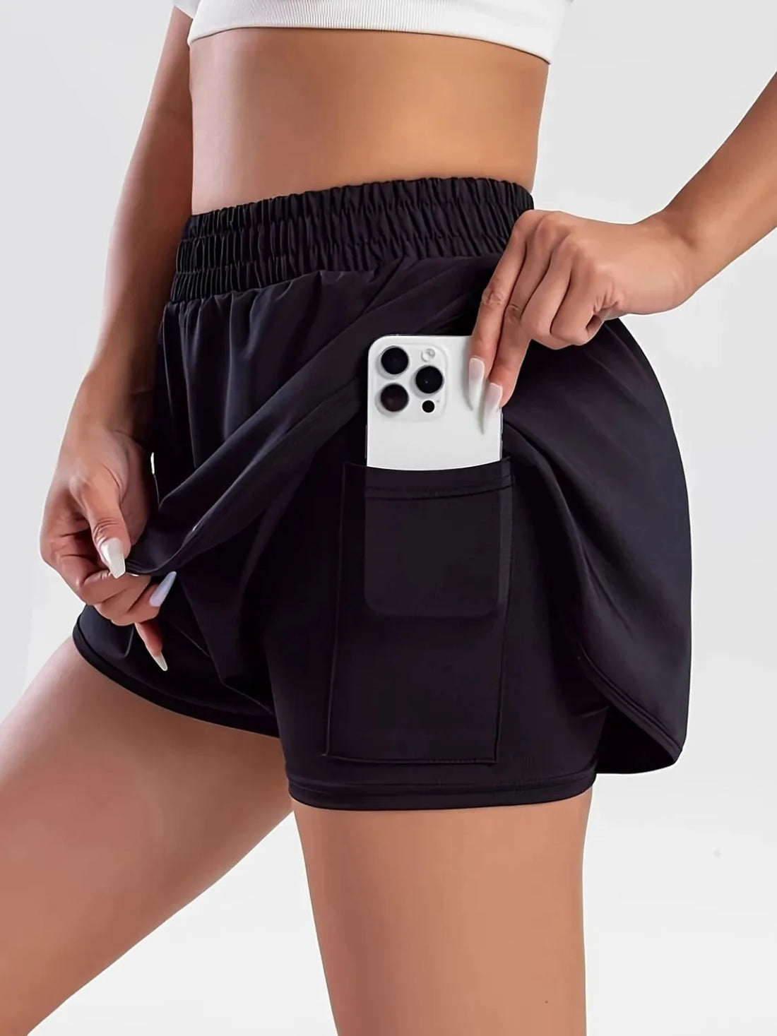 Pocketed High Waist Active Shorts - cas7m