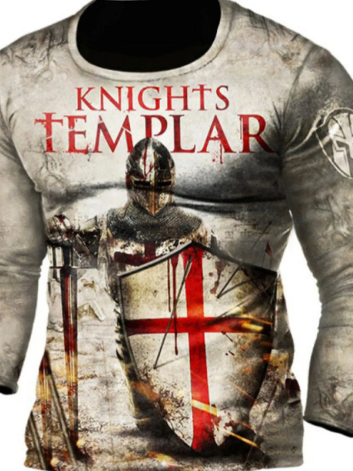 Men's Full Size Knights Templar Graphic Long Sleeve T-Shirt Plus Size - cas7m