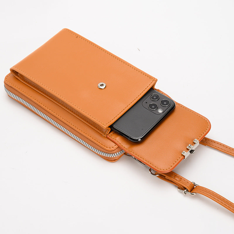 Fashion Large Capacity Mobile Phone Bags Women Small Zipper Crossbody Shoulder Bag Long Wallet - cas7m
