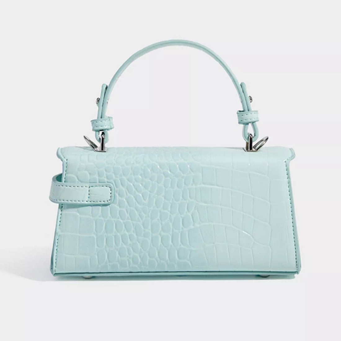 Crocodile Embossed Top Handle Crossbody Bag - cas7m