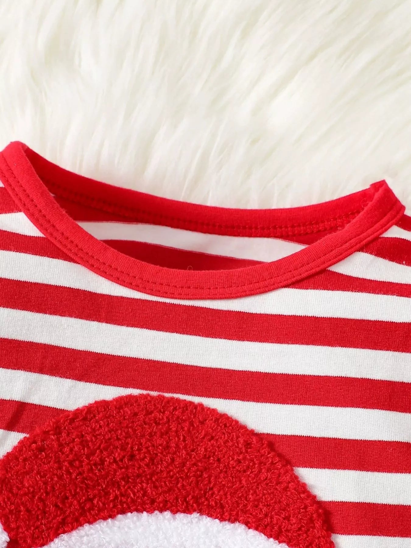 Children's Christmas Santa Striped Snapped Legs Jumpsuit - cas7m