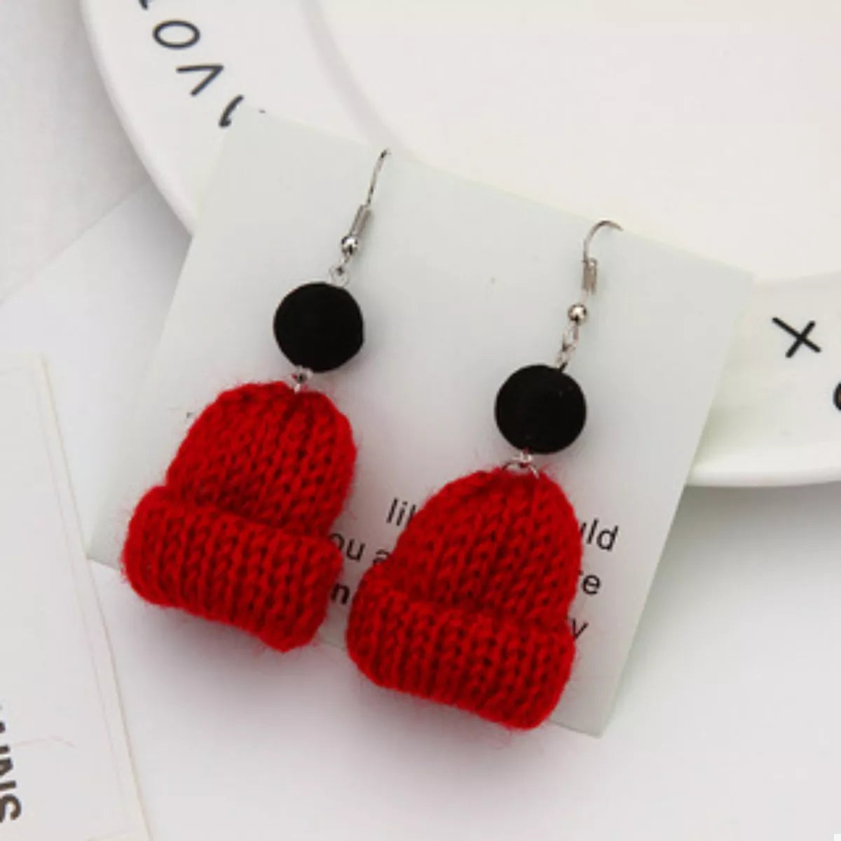 Christmas Knitted Beanie Earrings - cas7m